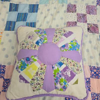 Handmade quilt - needs some repairs comes with quilted pillow
