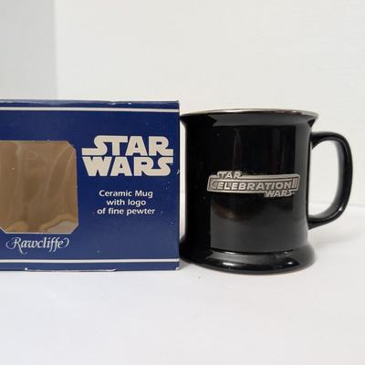 Vintage Star Wars Celebration II Black Ceramic Mug with Pewter Logo Rawcliffe Boxed