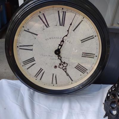 LARGE WALL CLOCK AND CAST IRON OWL LANTERN