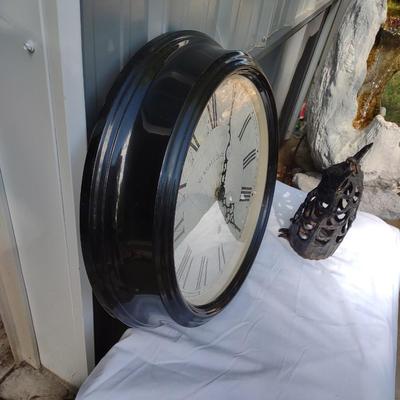 LARGE WALL CLOCK AND CAST IRON OWL LANTERN