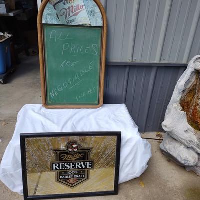MILLER BEER CHALKBOARD AND MIRRORED SIGN