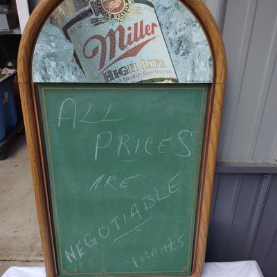 MILLER BEER CHALKBOARD AND MIRRORED SIGN