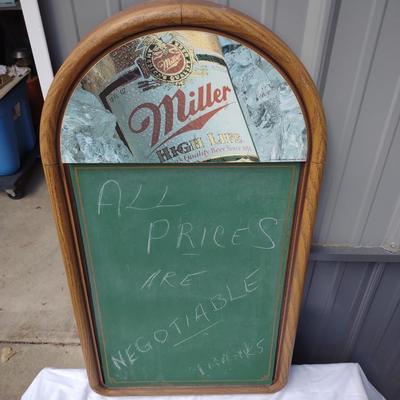MILLER BEER CHALKBOARD AND MIRRORED SIGN