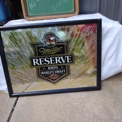 MILLER BEER CHALKBOARD AND MIRRORED SIGN