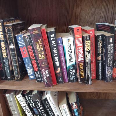 AN ASSORTMENT OF BOOKS AND 2 SMALLER BOOKCASES