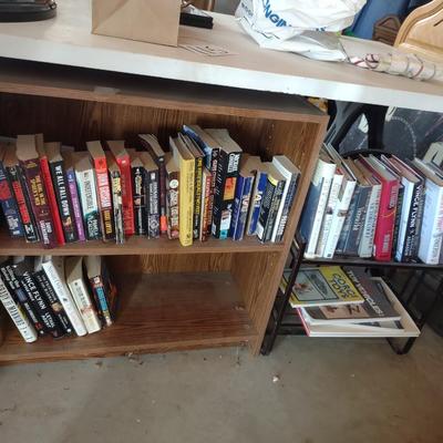 AN ASSORTMENT OF BOOKS AND 2 SMALLER BOOKCASES