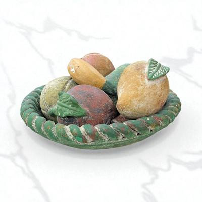 Sale Photo Thumbnail #42: Mexican Terracotta Fruit Bowl or braided bowl. containing hand painted clay fruits.  
Approximately 17" wide