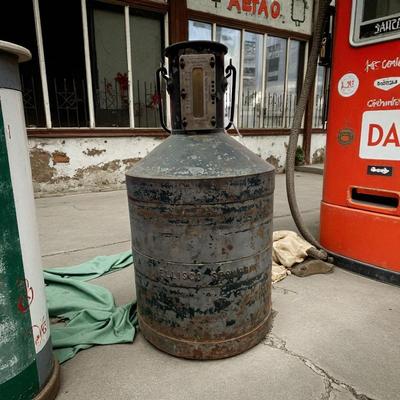 Sale Photo Thumbnail #55: Vintage Ellisco Seraphin Test Measure Tank, US Standard 5 Gallons to Zero  also known as a gasoline pump calibration can or a test prover