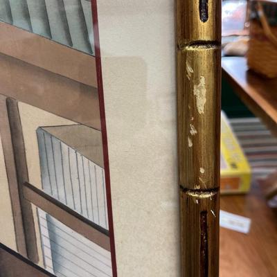 Sale Photo Thumbnail #61: Framed Chinese Geisha Figures Print.  Frame has chips in the paint.
57"X18.5"