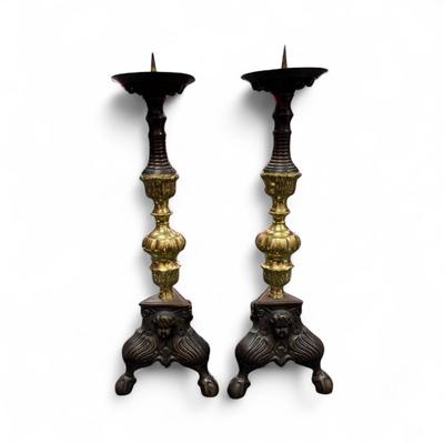 Sale Photo Thumbnail #66: Pair of Vintage Art Nouveau or Renaissance Revival Style Candlesticks
17" Tall