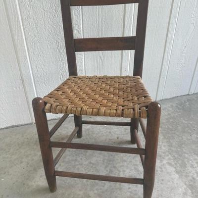 Sale Photo Thumbnail #2: Beautiful ladder back chair with hand woven seat. 36"tall.
