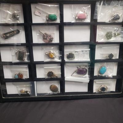 18 Sterling and Stone Pendants (ST-KD)