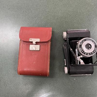 Sale Photo Thumbnail #84: Vintage Tower Folding Bellows Camera likely from the 1950's.  This camera model was notably sold by Sear, roebuck & Co. under the Tower Brand.