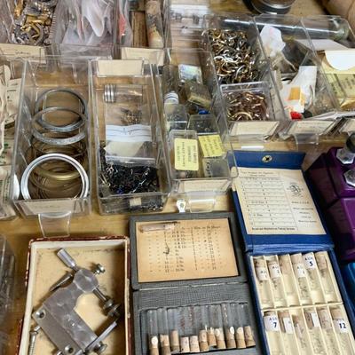 Vintage Watch / Jewelers Work Station LOADED w / Parts & Repair Tools