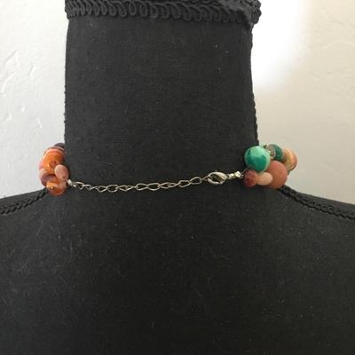 Vintage art, glass bead, tassel statement, necklace
