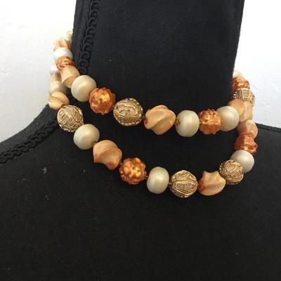 cool looking vintage, chunky golden peach bead choker Necklace