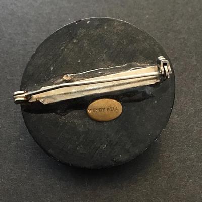 Vintage Wendy Gell woman face brooch pin