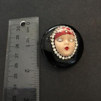 Vintage Wendy Gell woman face brooch pin