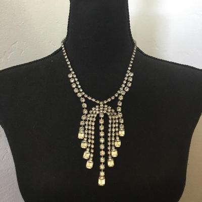Beautiful, vintage, art, deco, rhinestone statement, necklace