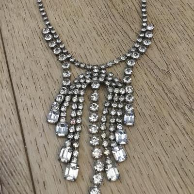 Beautiful, vintage, art, deco, rhinestone statement, necklace