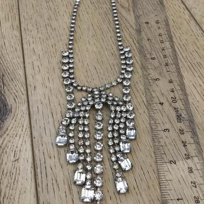 Beautiful, vintage, art, deco, rhinestone statement, necklace