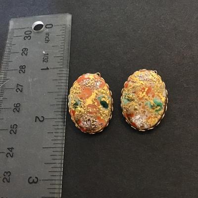 Vintage abstract clip on earrings