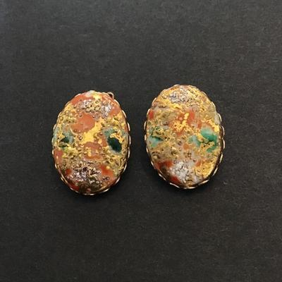 Vintage abstract clip on earrings