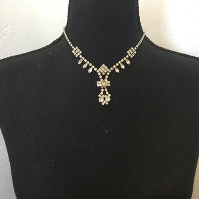 Beautiful, vintage, art, deco, rhinestone statement, necklace