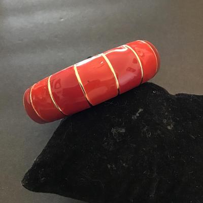 Pretty Red enameled hinge bangle bracelet