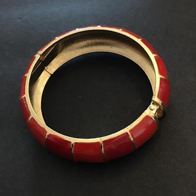 Pretty Red enameled hinge bangle bracelet