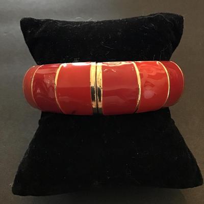 Pretty Red enameled hinge bangle bracelet