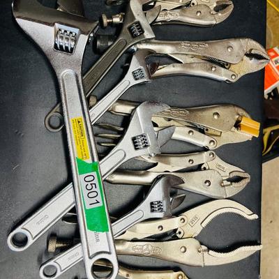 HUGE Lot of Adjustable wrenches & Vice Grips