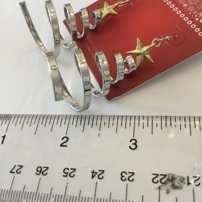 Beautiful new spiral Christmas tree, silver and gold tone, statement earrings