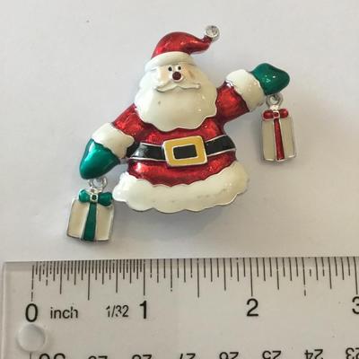 Cute enamel Christmas Santa Claus with gifts brooch