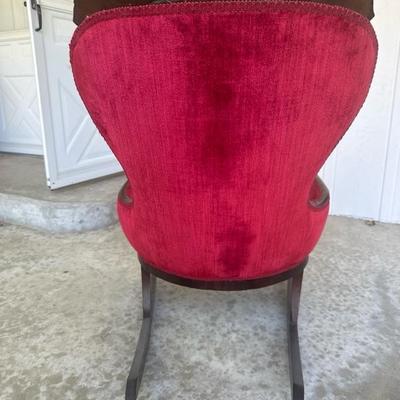 Sale Photo Thumbnail #20: Beautiful red velvet rocker. Victorian style with the carved wood.
Upholstery is in amazing shape.