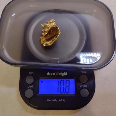 14 Karat Yellow Gold Pendant-Conch Shell Design- Approx Total Weight 10.8 Grams (#60)