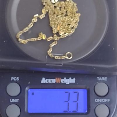 14 Yellow Gold Necklace- Approx 16" Long and Total Weight 3.3 Grams (#62)