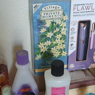 Variety of hygene items - Flawless facial hair remover - purfumes - nail polish remover and more