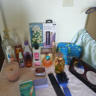 Variety of hygene items - Flawless facial hair remover - purfumes - nail polish remover and more