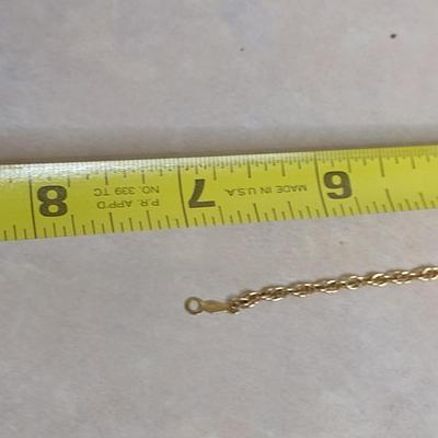 14 Yellow Gold Bracelet- Approx 7" Long and Total Weight 2.6 Grams (#63)
