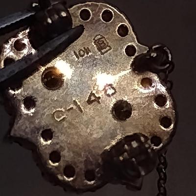 10 Karat Gold Enameled Phi Mu Sorority Pin with Pearls and Rubies- Approx Total Weight 5.0 Grams (#67)