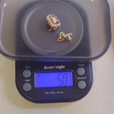 10 Karat Gold Enameled Phi Mu Sorority Pin with Pearls and Rubies- Approx Total Weight 5.0 Grams (#67)