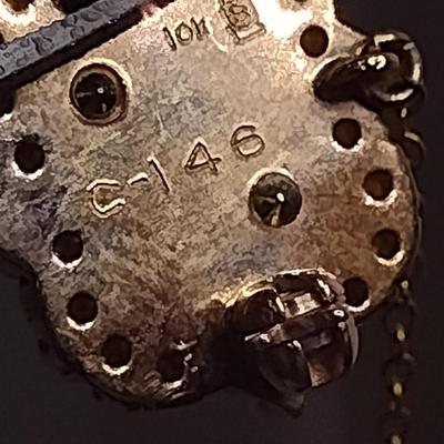 10 Karat Gold Enameled Phi Mu Sorority Pin with Pearls and Rubies- Approx Total Weight 5.0 Grams (#67)