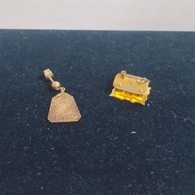 9 Karat Yellow Gold Single Earring and Charm- Approx Total Weight 3.5 Grams (#69)