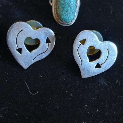 Mexico sterling earrings with vintage turquoise ring size 5.5