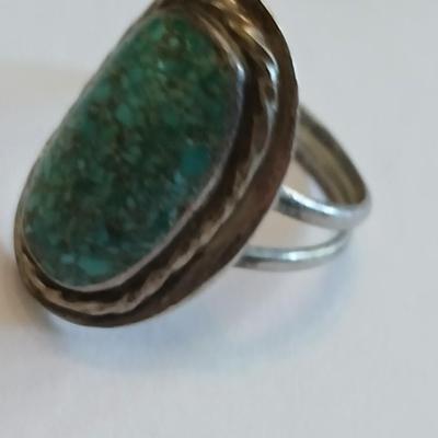 Mexico sterling earrings with vintage turquoise ring size 5.5