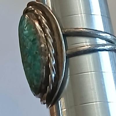 Mexico sterling earrings with vintage turquoise ring size 5.5