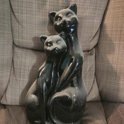 Glass Twin Cat Statue