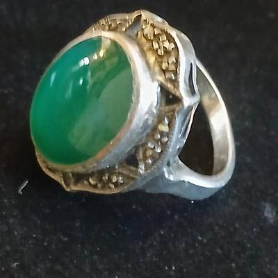 Spoon ring with beautiful .925 greenish stone ring