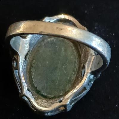 Spoon ring with beautiful .925 greenish stone ring